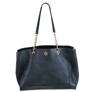 Tory Burch Mardsen Black Leather Chain Tote Bag Purse Large